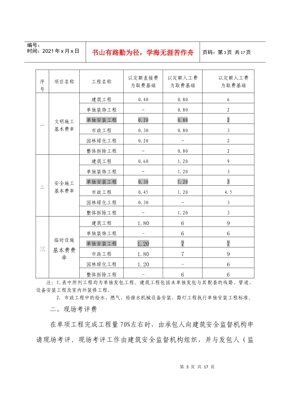建设工程安全文明施工措施取费表_第3页