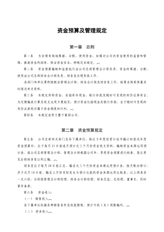 资金预算及管理规定