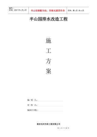 半山园排水改造工程施工方案