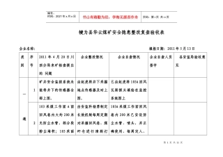 华云煤矿4月20日川西站检查复查验收表