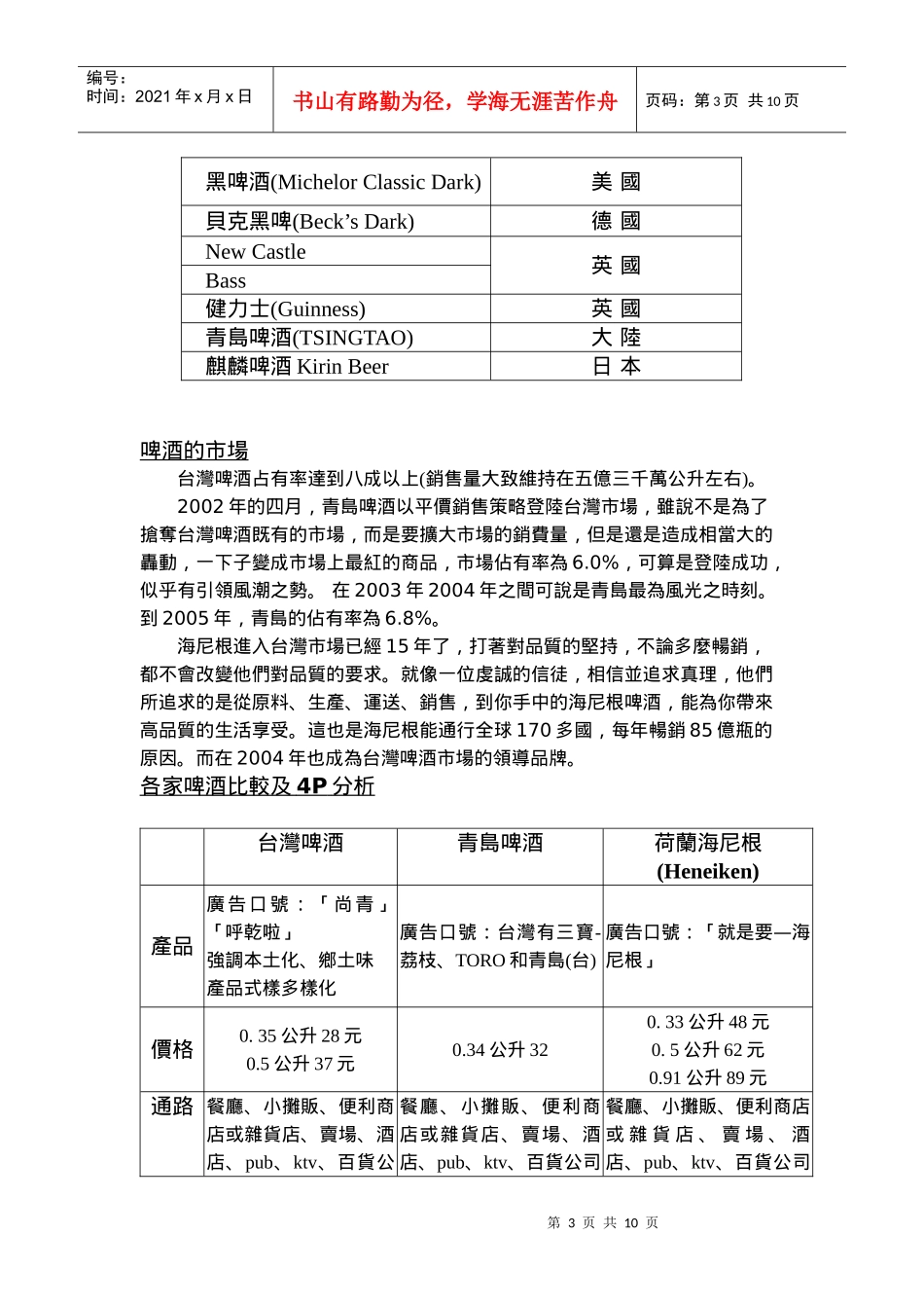 国际行销管理-台湾加入WTO的啤酒市场_第3页