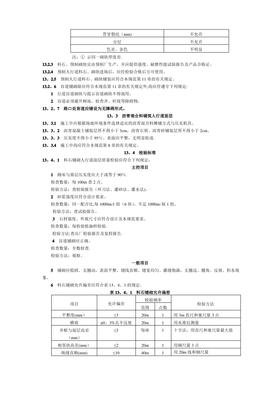人行道铺筑及路沿石质量验收标准_第2页