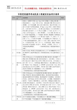 市委党校教学考试机房工程建设设备项目清单