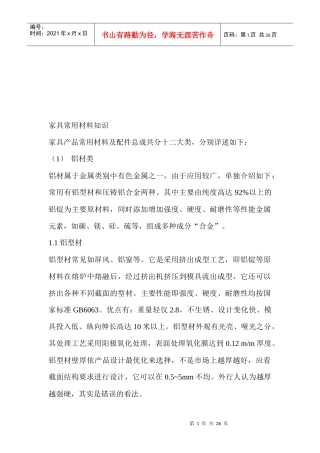 家具常用材料知识汇编