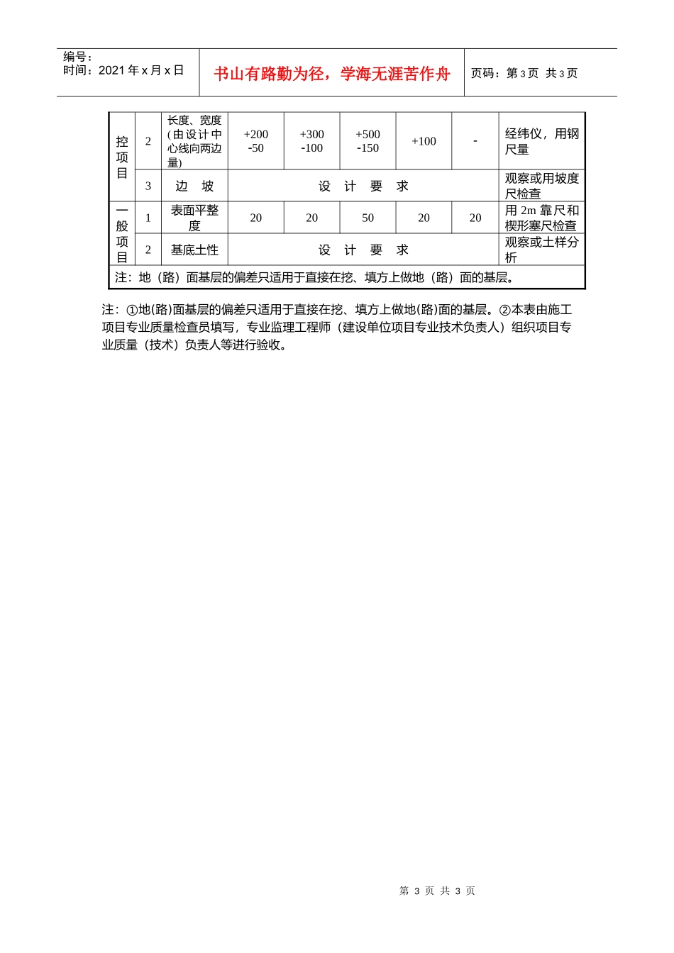 土方开挖工程检验批质量验收记录_第3页