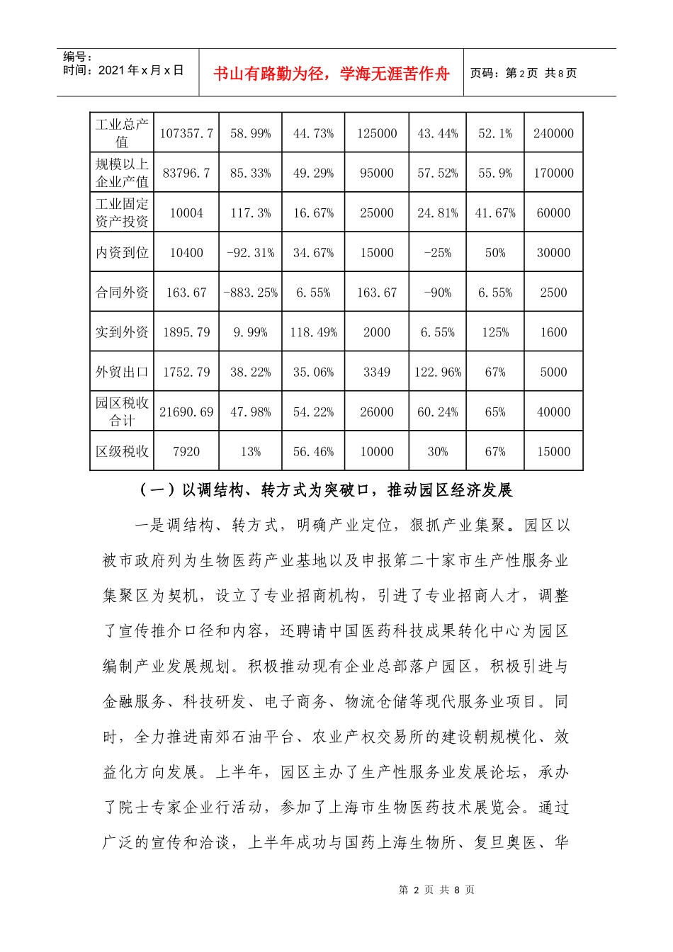 奉贤现代农业园区上半年工作汇报_第2页