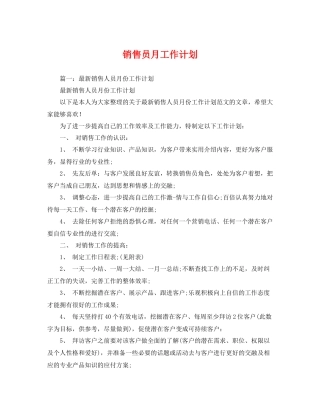 销售员月工作计划 