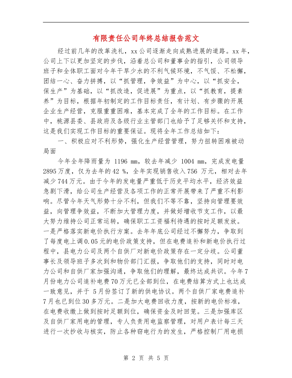 有限责任公司年终总结报告范文_第2页