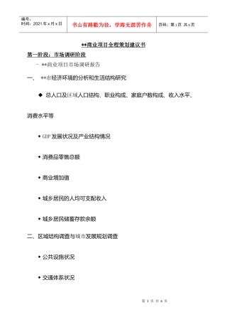 商业地产项目全程策划的工作要点和内容
