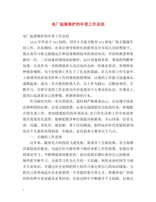 电厂起重维护的年度工作总结 