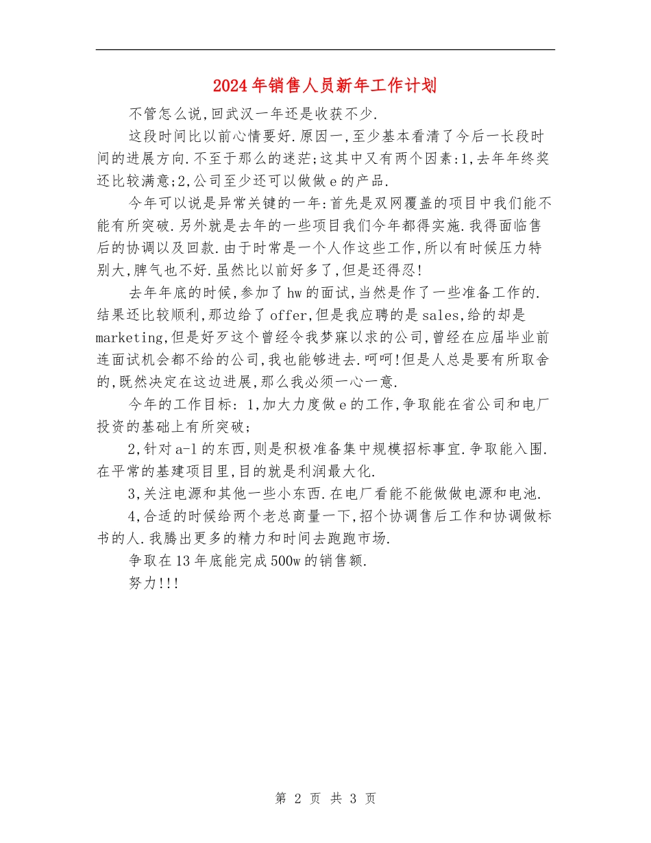 2024年销售人员新年工作计划1_第2页