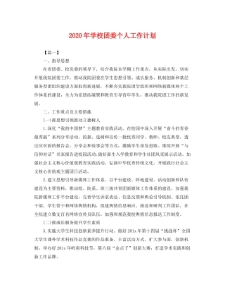 2020年学校团委个人工作计划 
