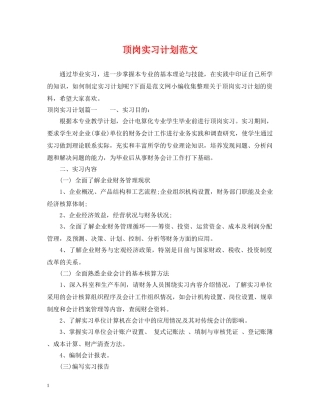 顶岗实习计划范文 