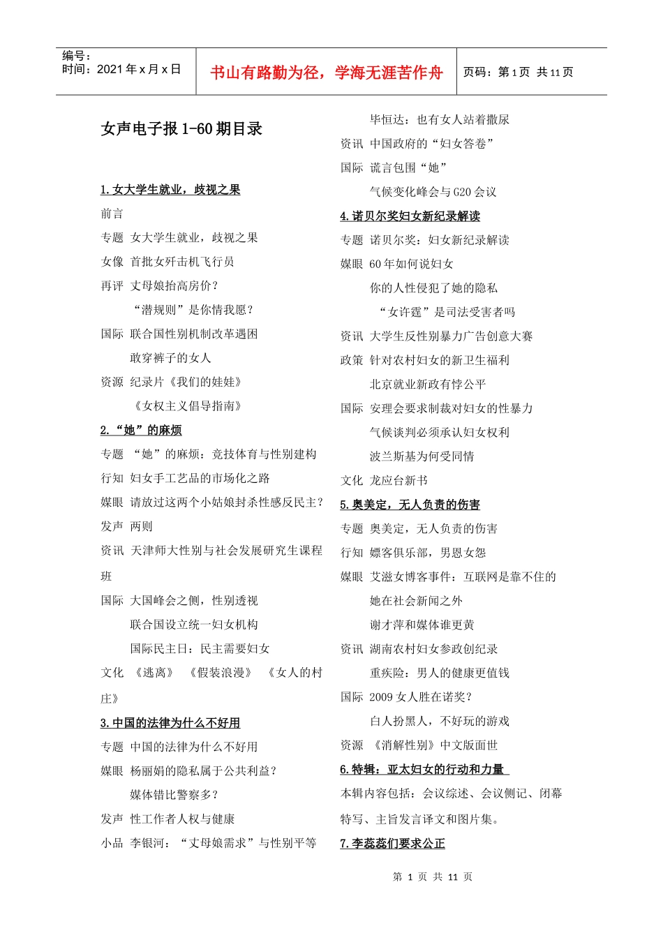 女声电子报历期目录_第1页