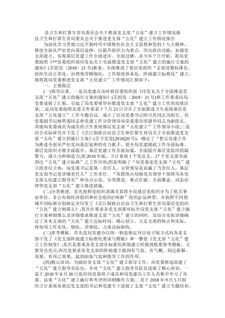 县卫生和计划生育局委员会关于推进党支部五化建设工作情况报