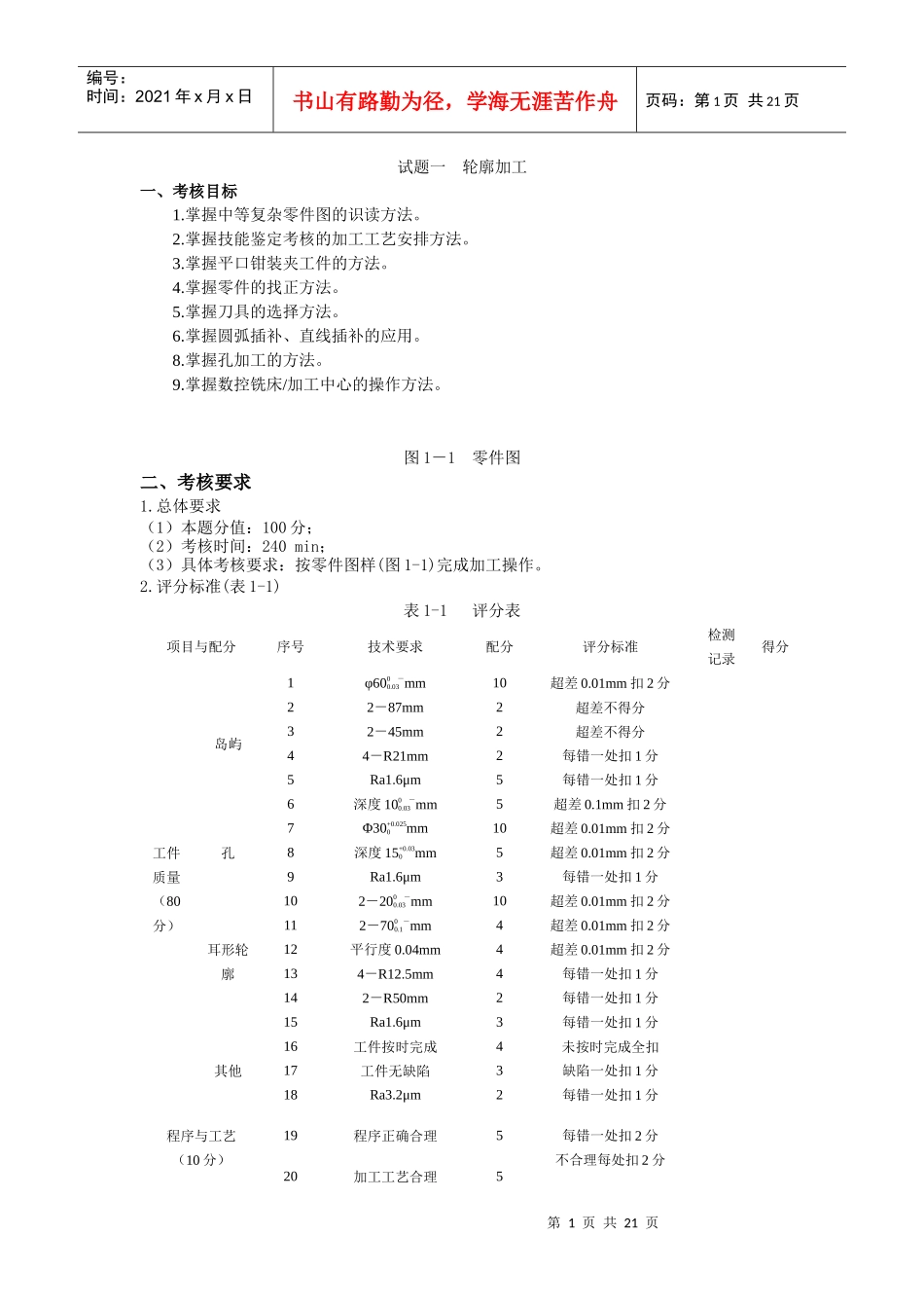 数控铣工加工中心操作工(中级)正文的两个样例_第1页