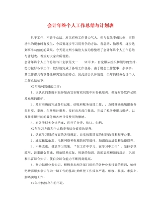会计年终个人工作总结与计划表 