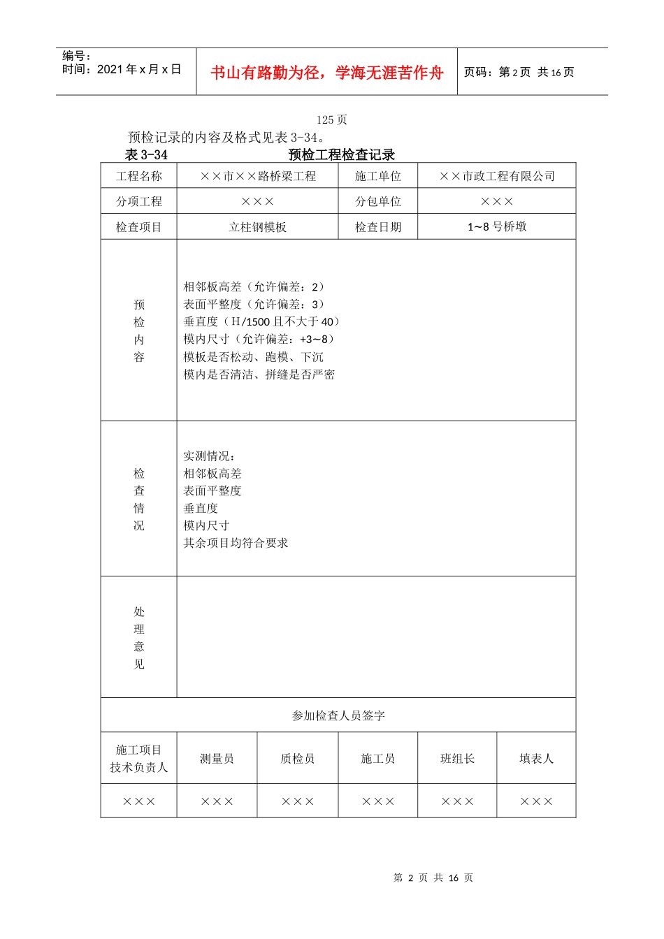 工程技术常用表格_第2页