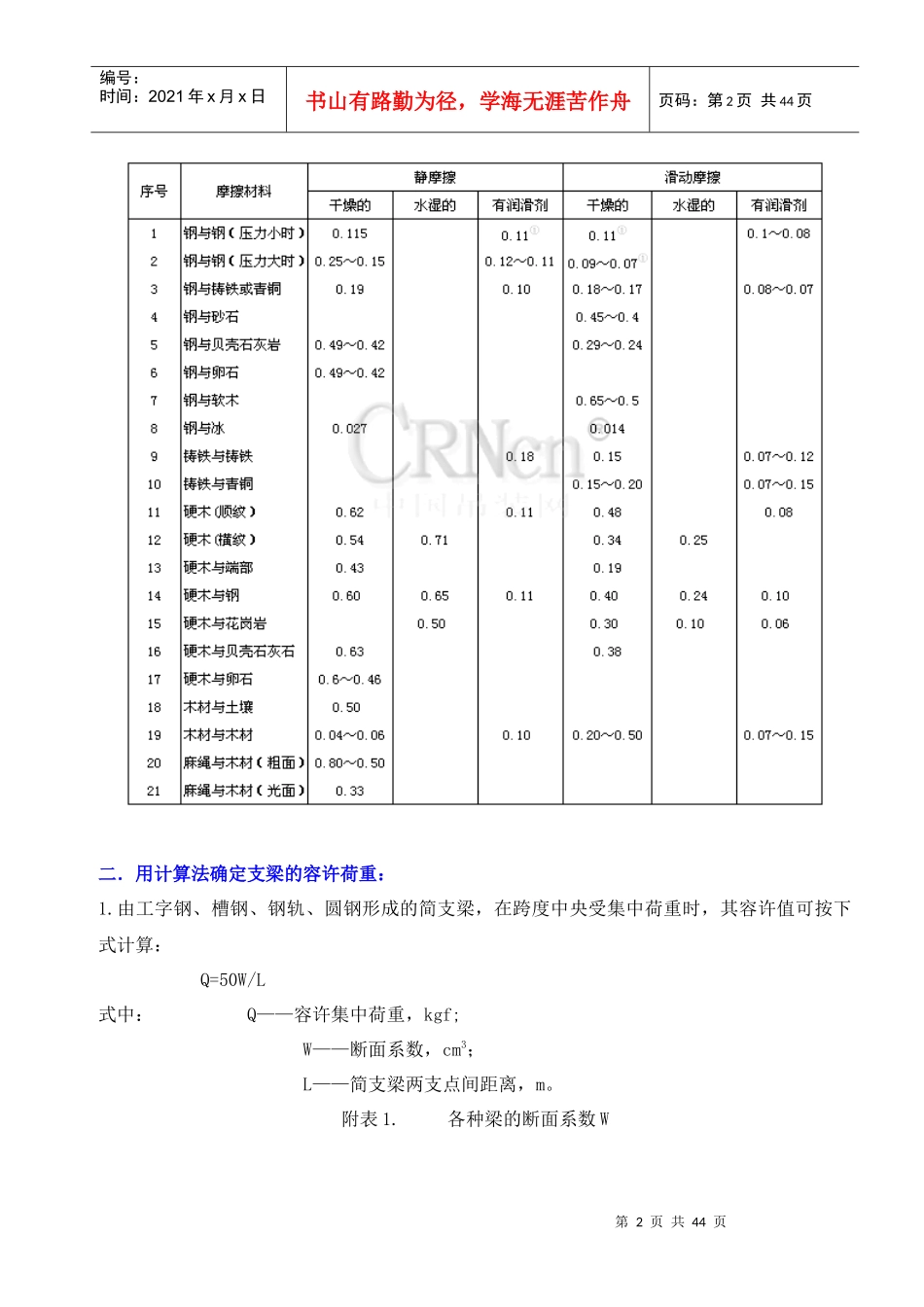 大型吊装工程力学计算及常用材料物理数据_第2页