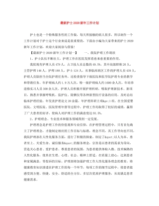 最新护士新年工作计划 