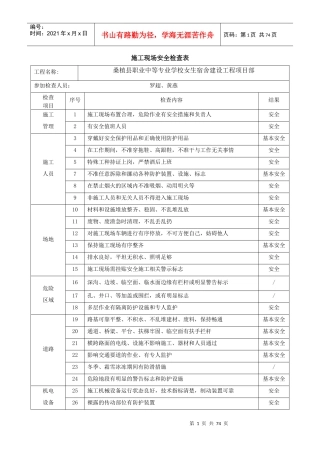 施工现场安全检查表