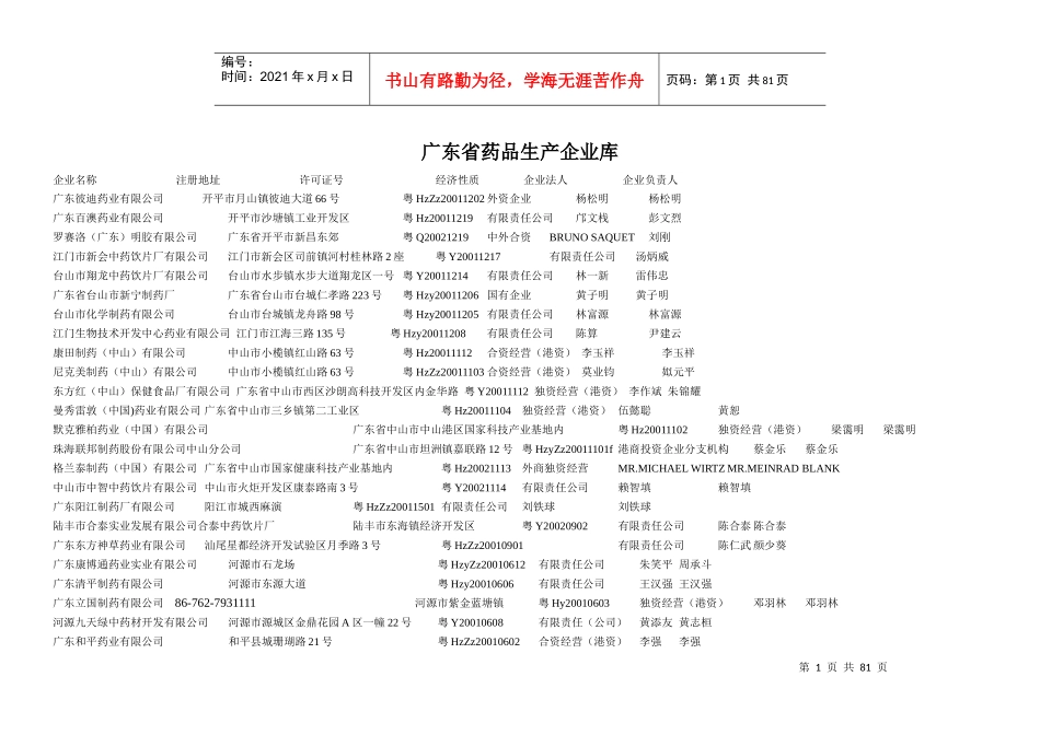 广东药品制药医药生产企业查找药业_第1页