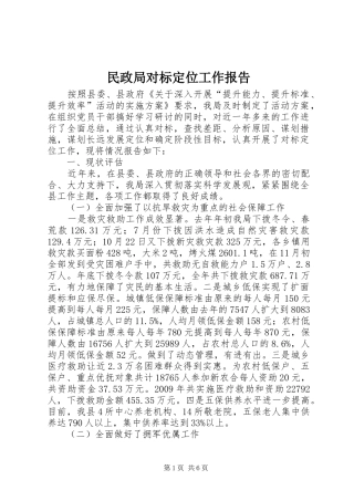 民政局对标定位工作报告