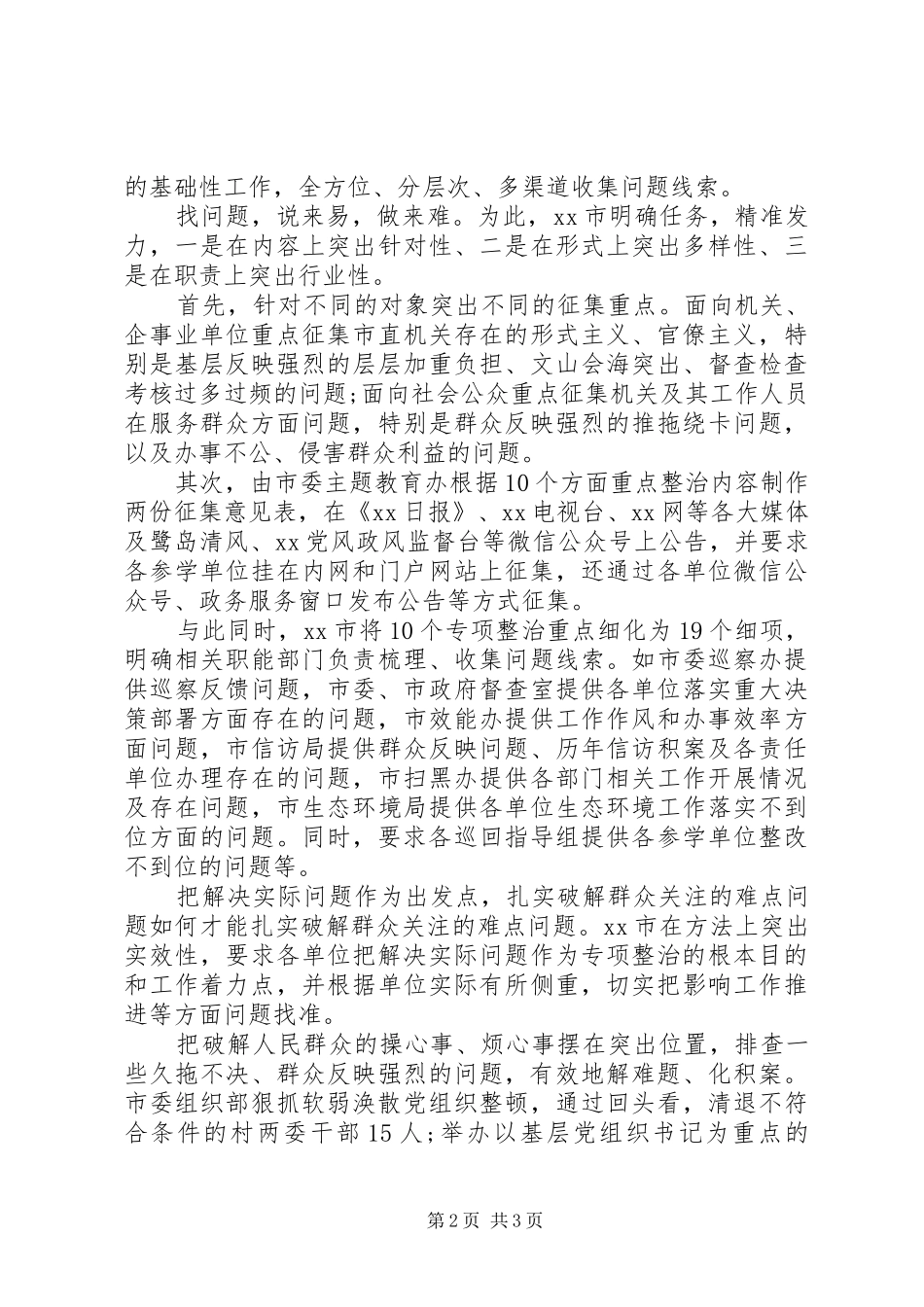 某市关于主题教育的专项整治情况报告_第2页