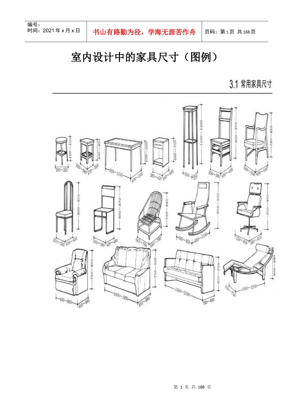 室内设计中的家具尺寸(图例)及材料_第1页
