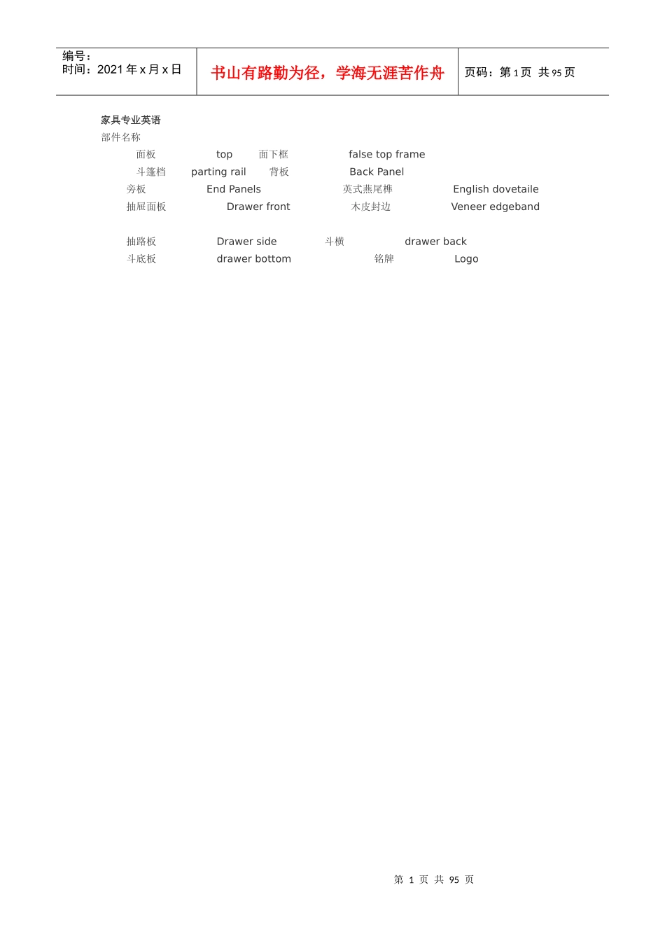 家具专业英语_第1页