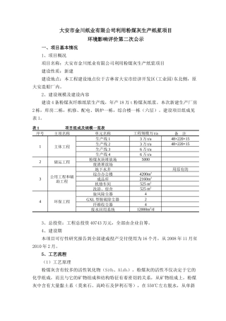 大安市金川纸业有限公司利用粉煤灰生产纸浆项目