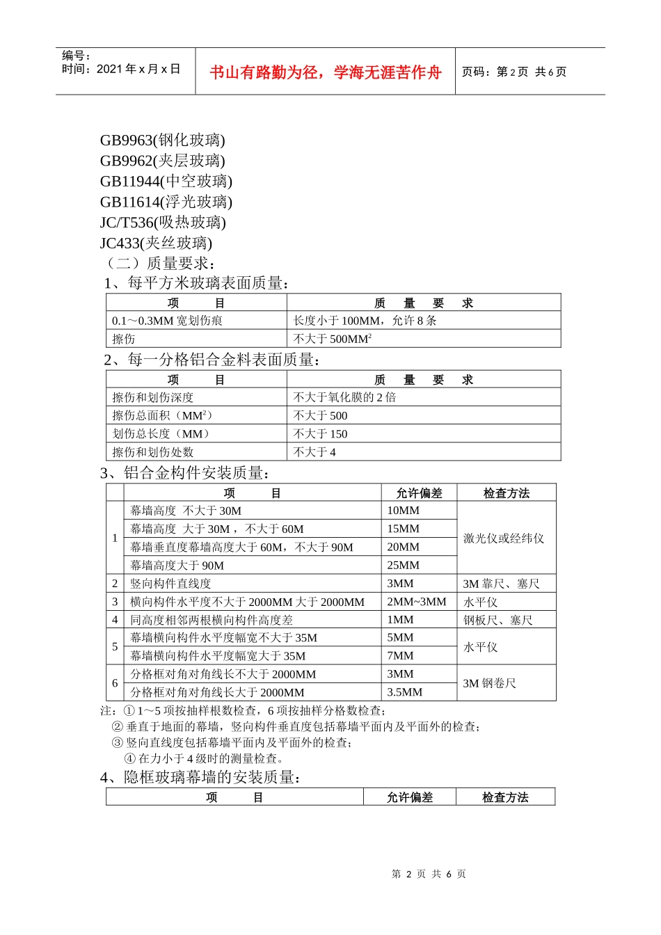 幕墙工程施工质量监理实施细则_第2页