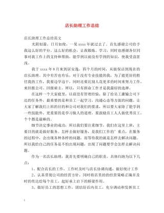 店长助理工作总结 