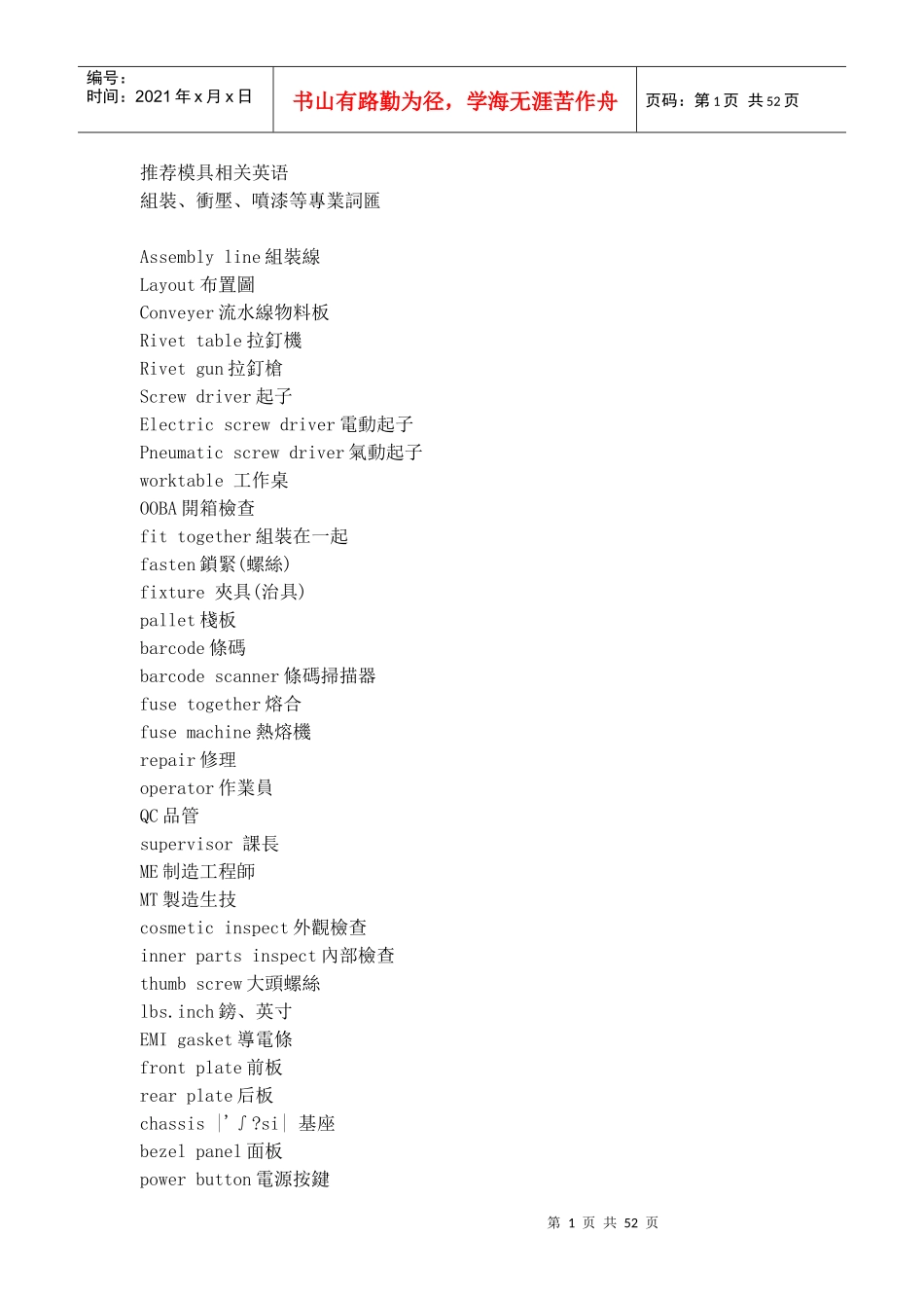 推荐模具英语_第1页