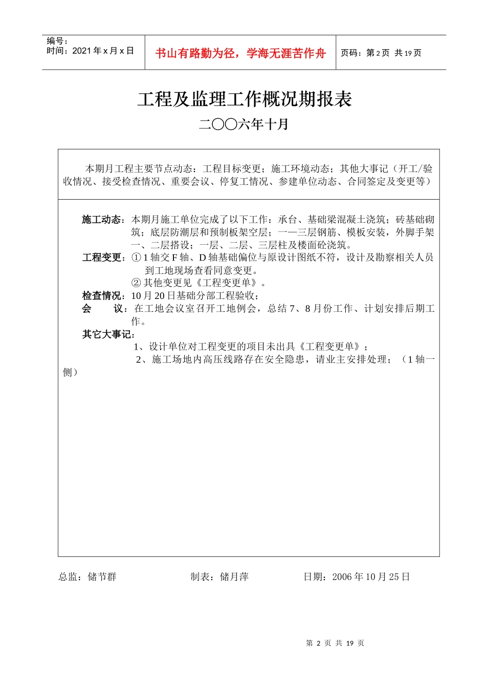 岳西县庆源小区监理期报_第2页