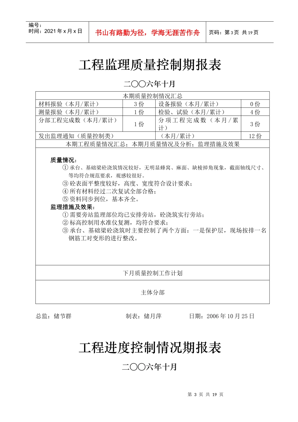 岳西县庆源小区监理期报_第3页