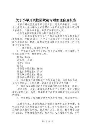关于小学开展校园欺凌专项治理自查报告