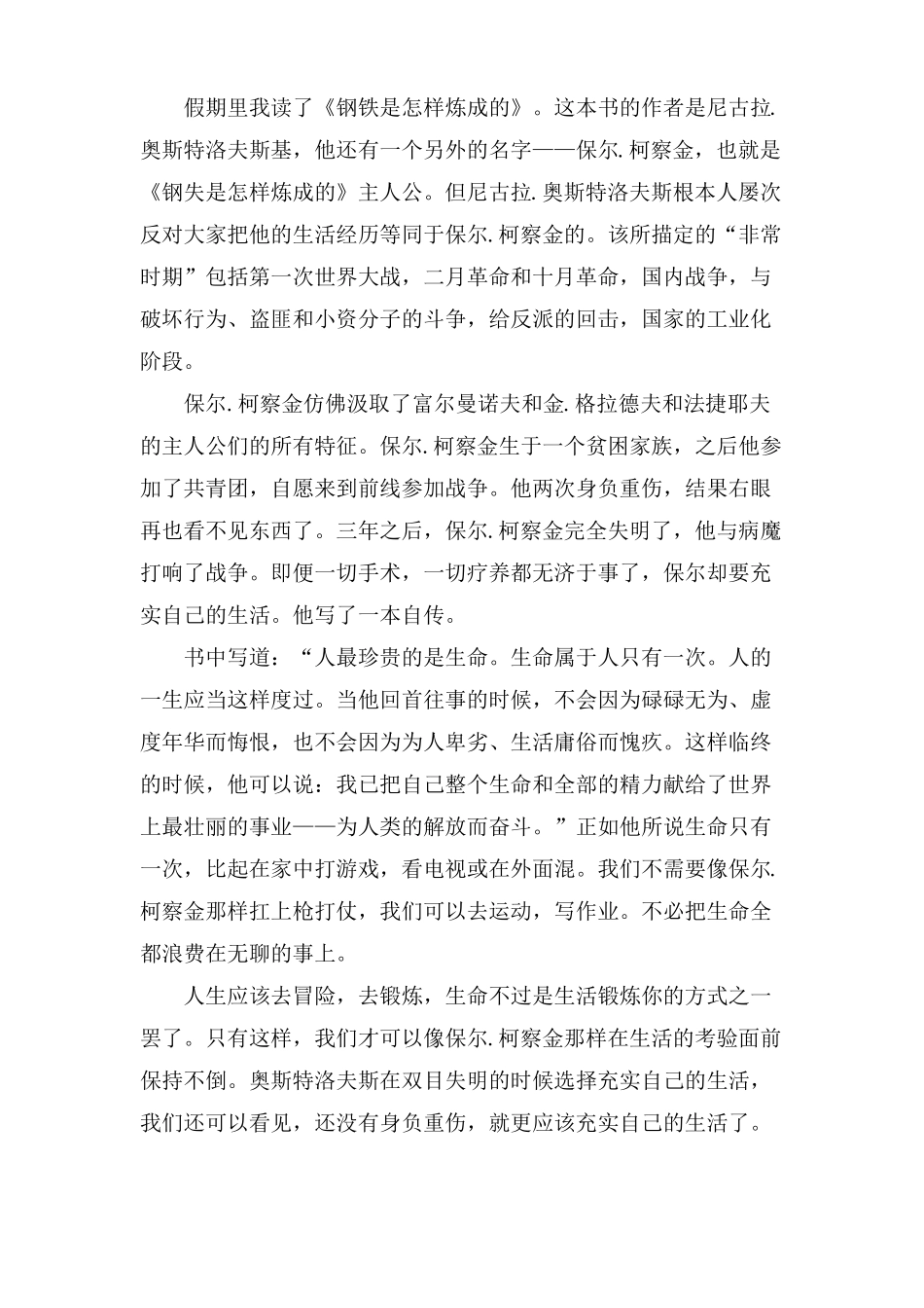 钢铁是怎样炼成的读后感范文8篇_第2页