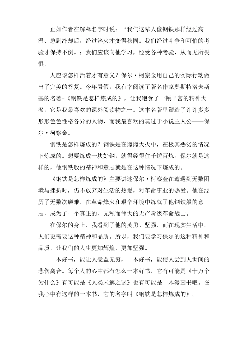 钢铁是怎样炼成的读后感范文8篇_第3页