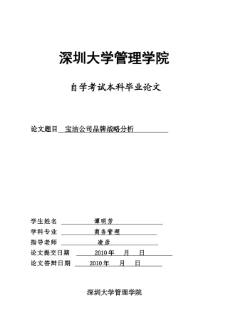 宝洁公司品牌战略分析