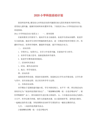 小学科技活动计划 