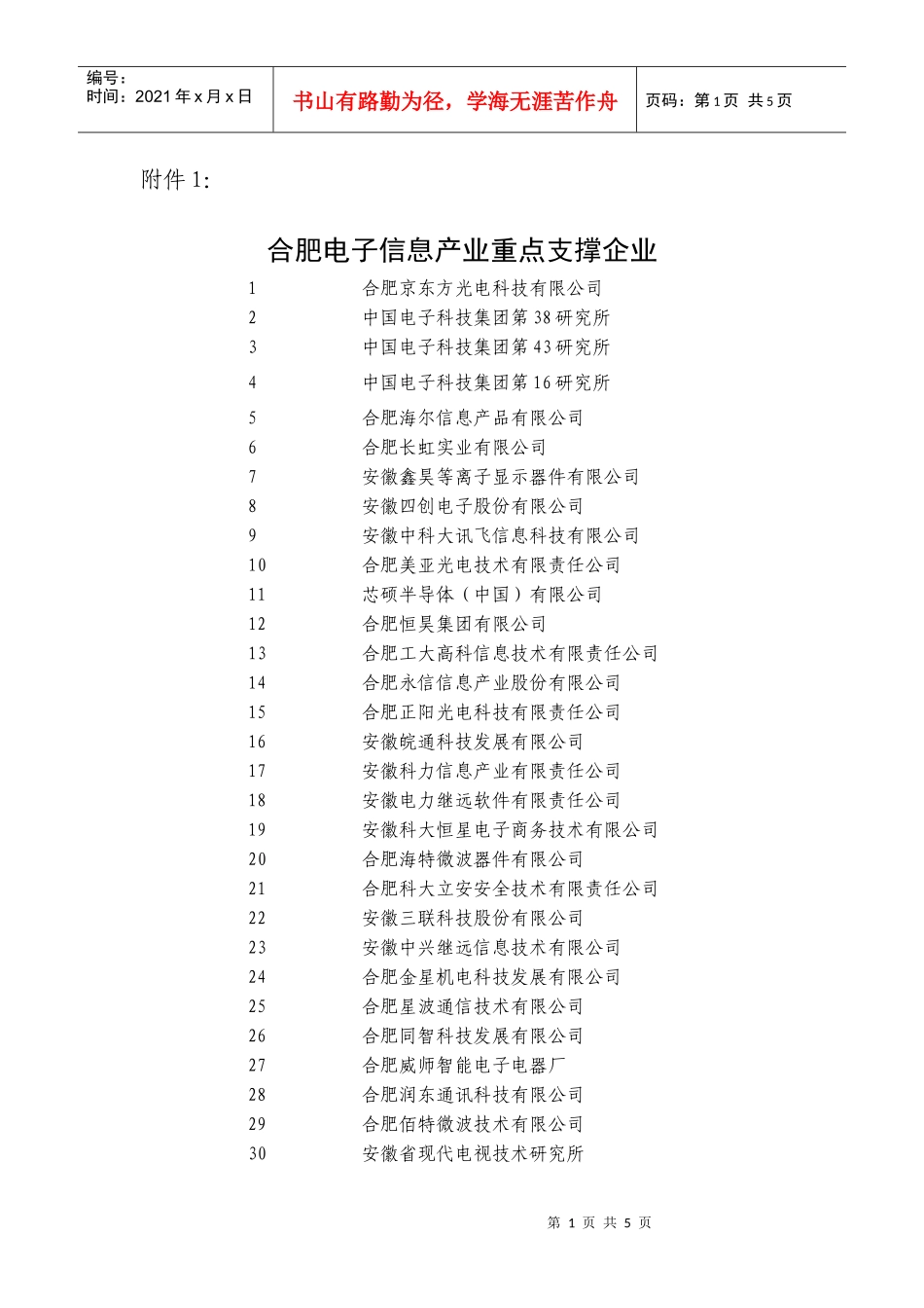 合肥电子信息产业重点支撑企业_第1页
