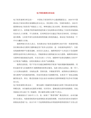 电子商务案例分析总结 