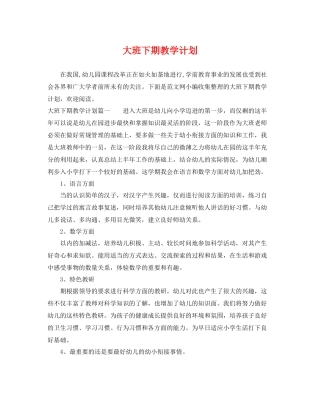 大班下期教学计划 