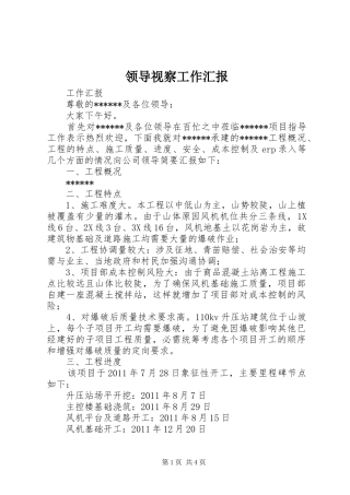 领导视察工作汇报