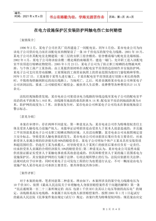 在电力设施保护区安装防护网触电伤亡如何赔偿