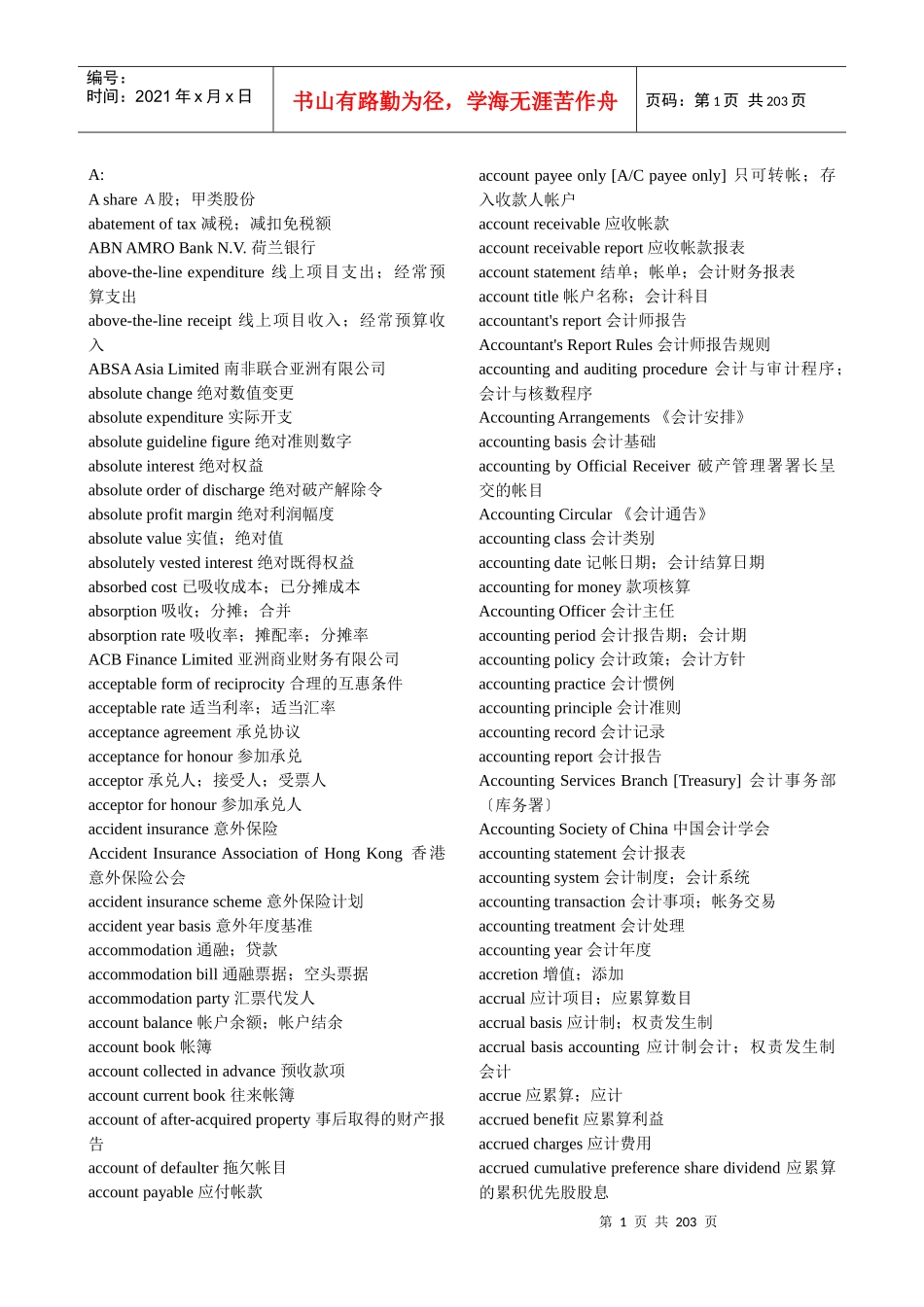 常用金融词汇列表_第1页