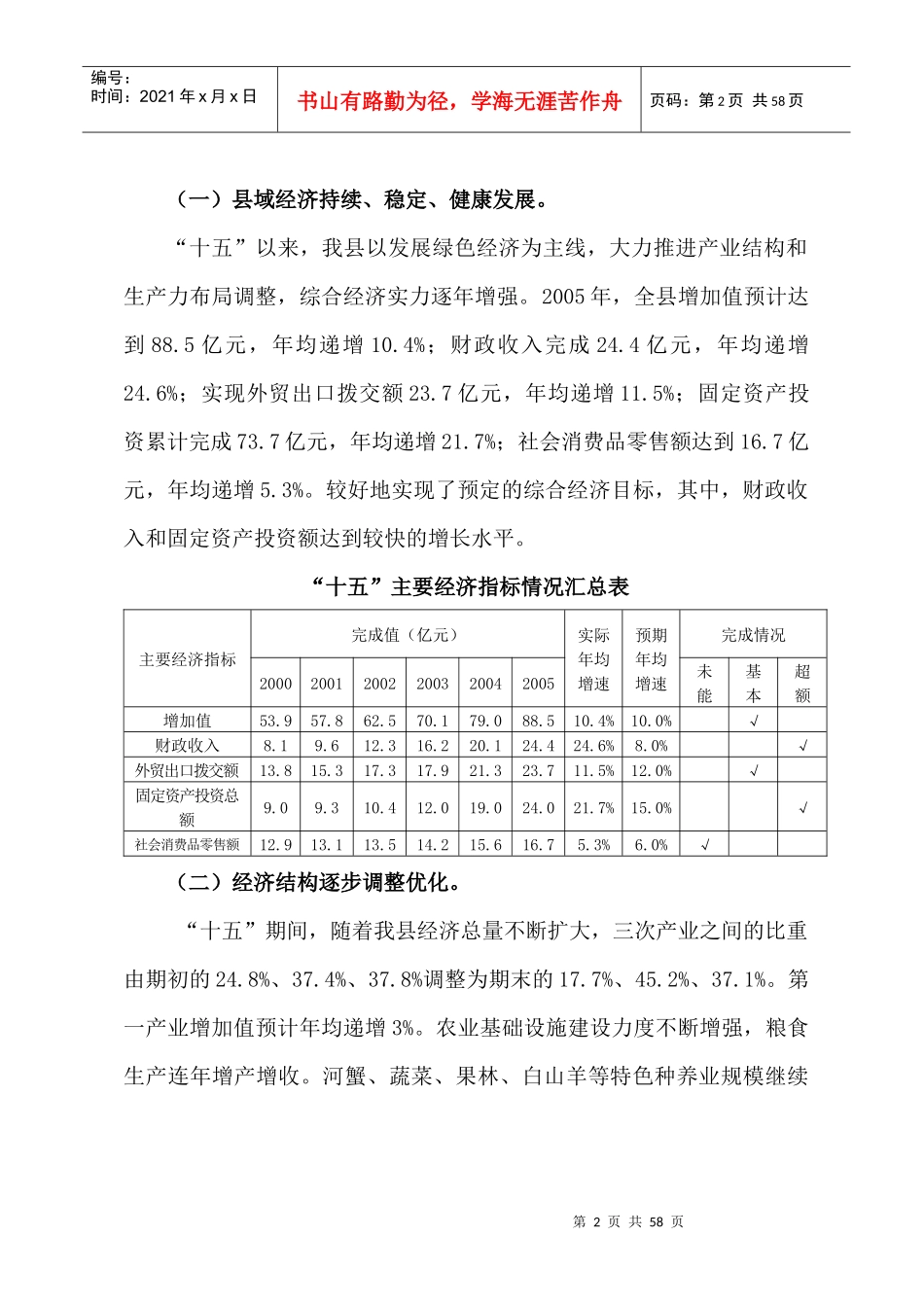 崇明县国民经济和社会发展第十一个五年规划纲要（草案）_第2页