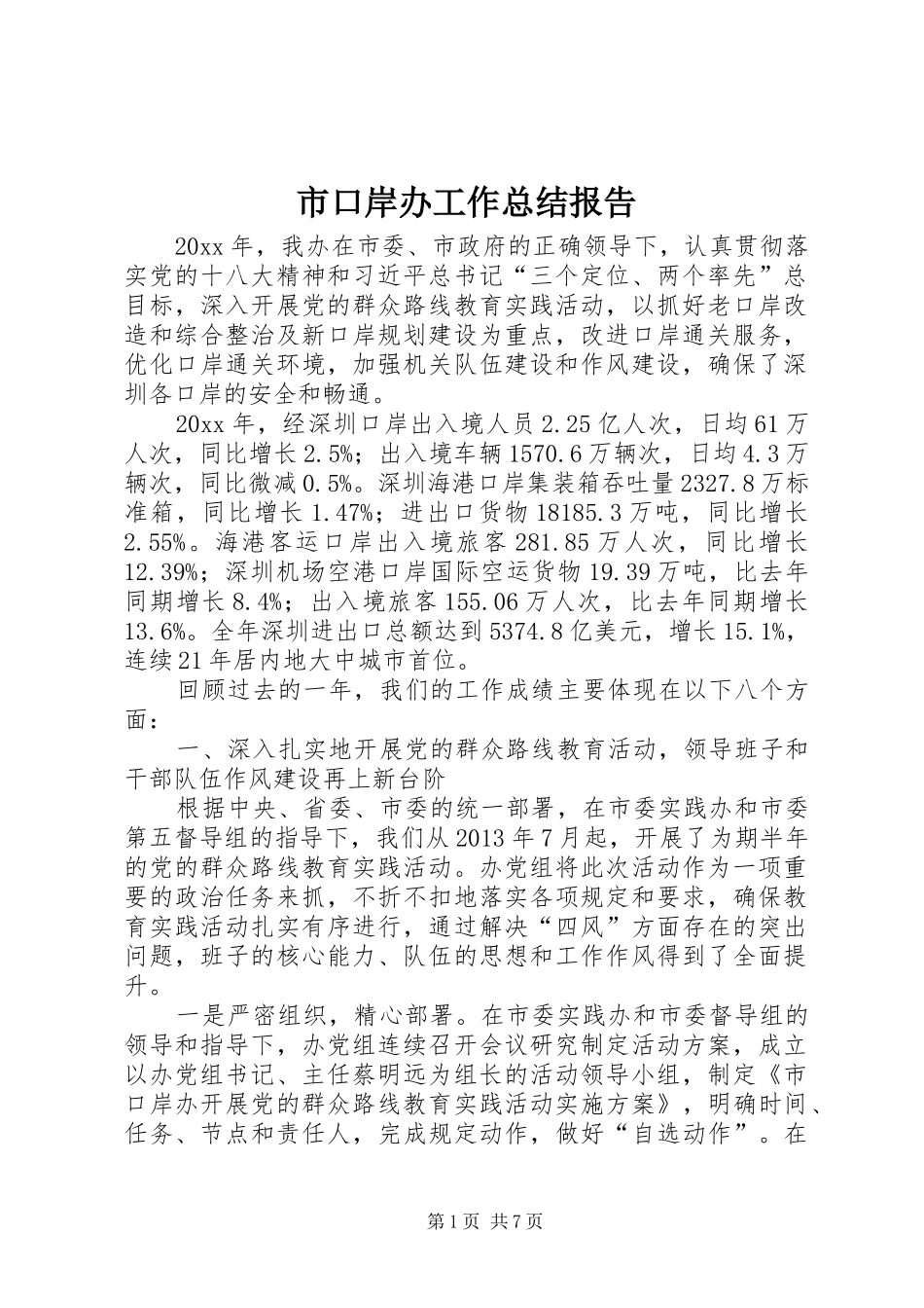 市口岸办工作总结报告_第1页