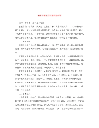 驻村干部工作计划书怎么写 